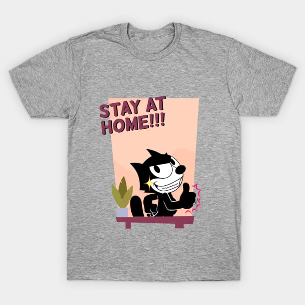 Felix The Cat Stay At Home Vintage T-Shirt by NiceAndBetter Studio.